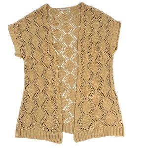 Rubbish Women's XL Cardigan Crochet 100% Cotton Sleeveles Open Knit Shirt Green